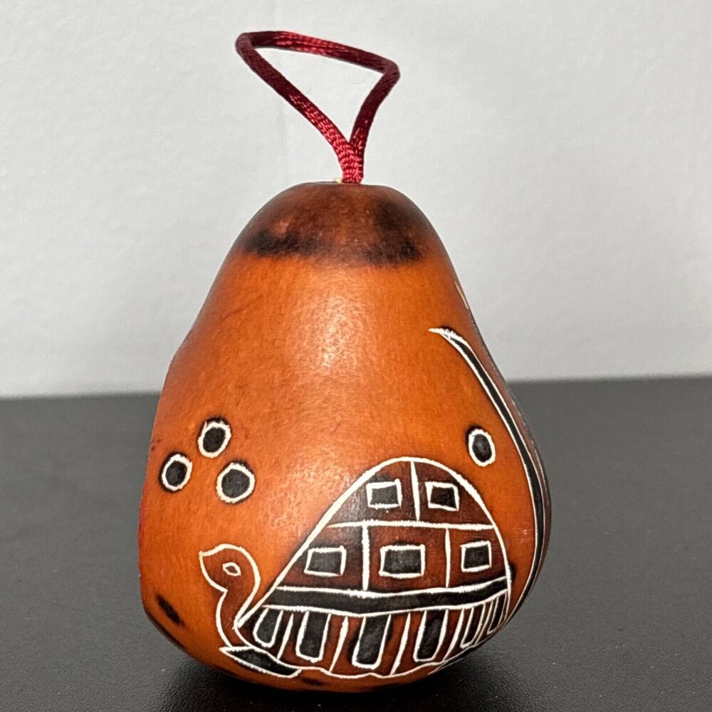 Christmas Ornament Carved Gourd Nativity Folk Art 2.5” Manger Scene Christian - Picture 4 of 9